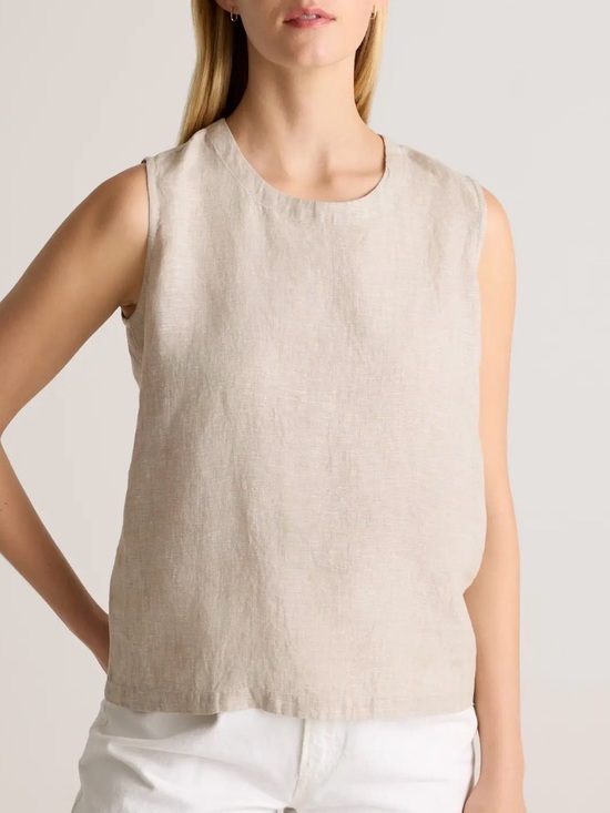 Quince Tops - Quince 100% European Linen Tank Top Flax Beige Shell NWT M Coastal Chic Natural